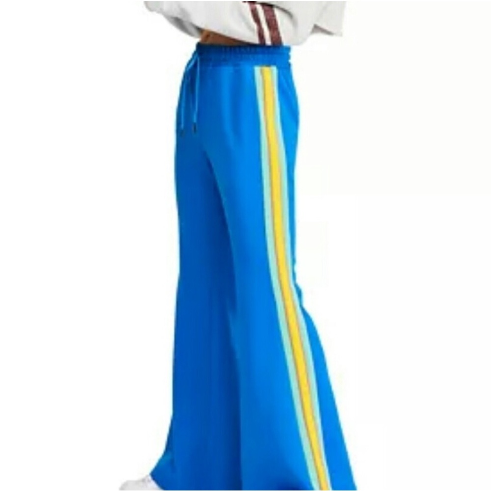 Free People royal blue rainbow body hugging flare track pants